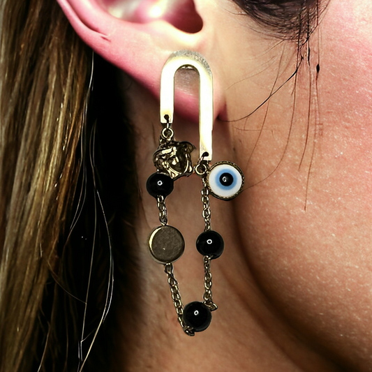 SS Evil Eye Charm Earrings