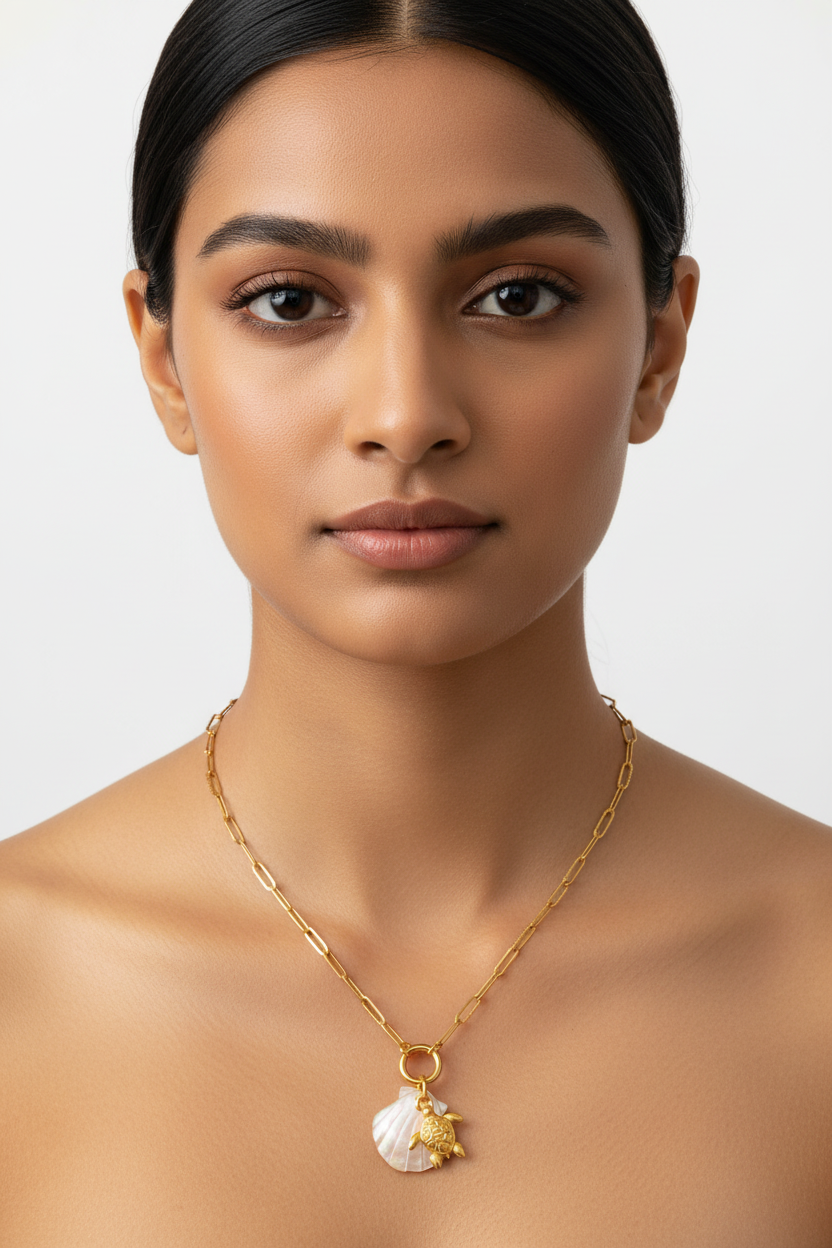 Shell & Tortoise Pendant Necklace
