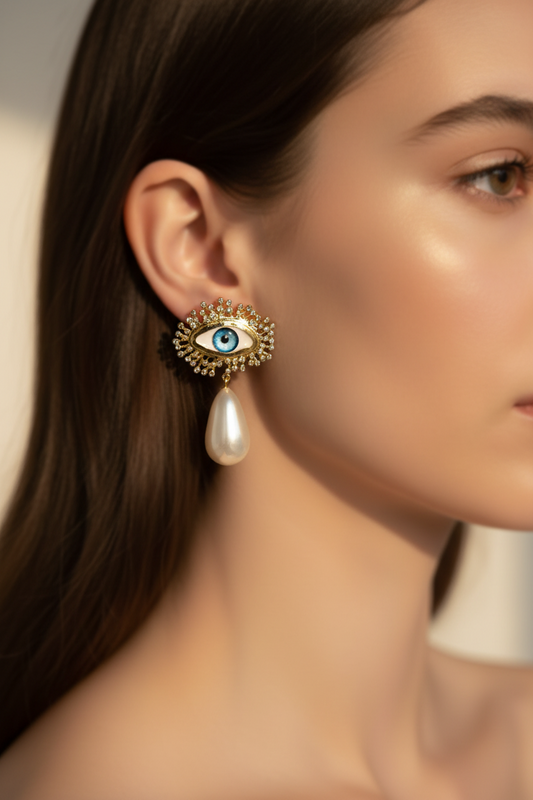 Blue Celestial Evil Eye Earrings