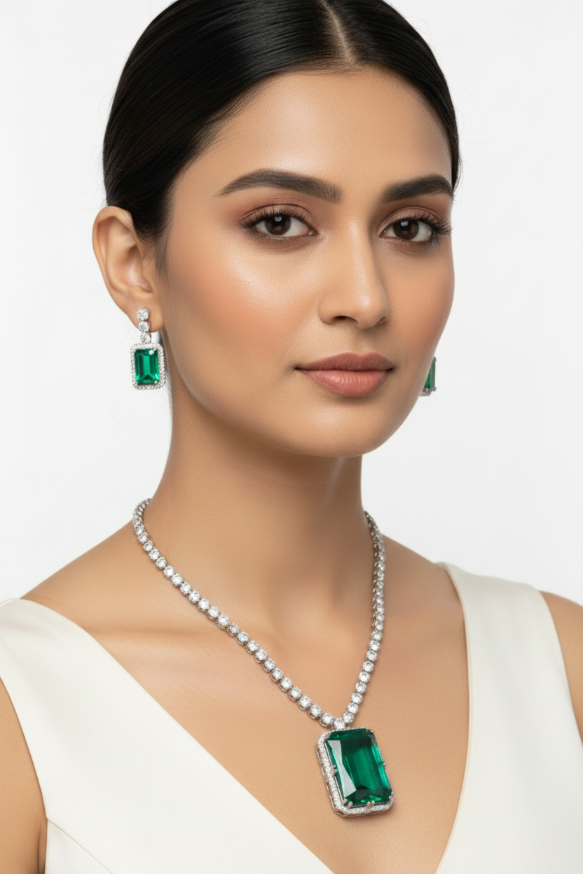Classy Red Radiance Necklace Set