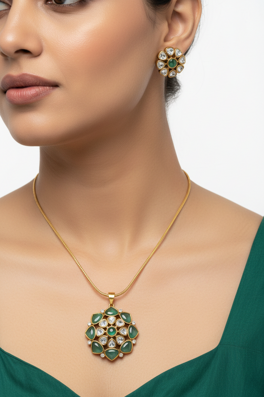 Blush Bloom Necklace Set - Mint Green