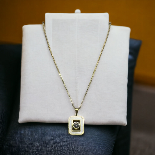 SS Radiant Rectangle: Chain & Pendant Set.