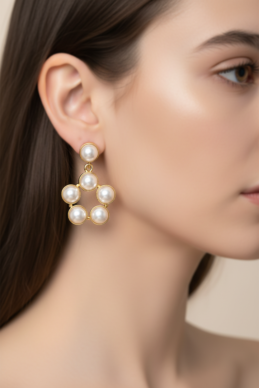 Real Fresh Water Pearl Blossom Earrings.
