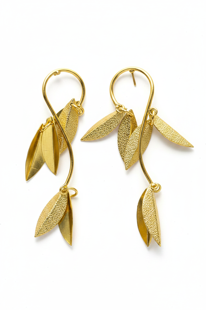 Gilded Leaf Trio Earrings