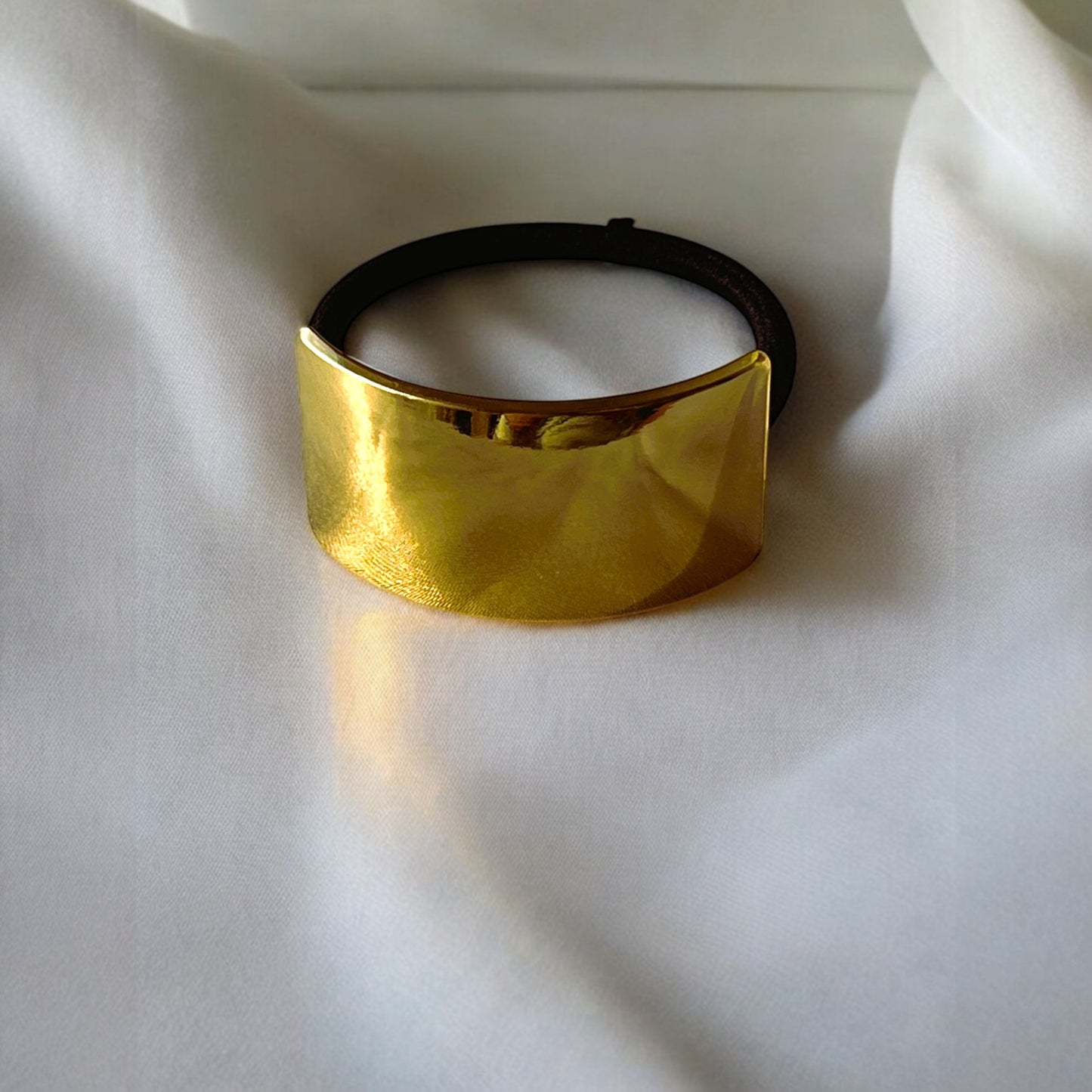 18K Golden Block Snap Stainless Steel Hair Tie