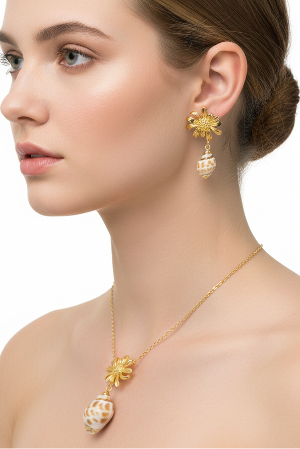 Sunflower Beach 18K Gold Plated Necklace Set