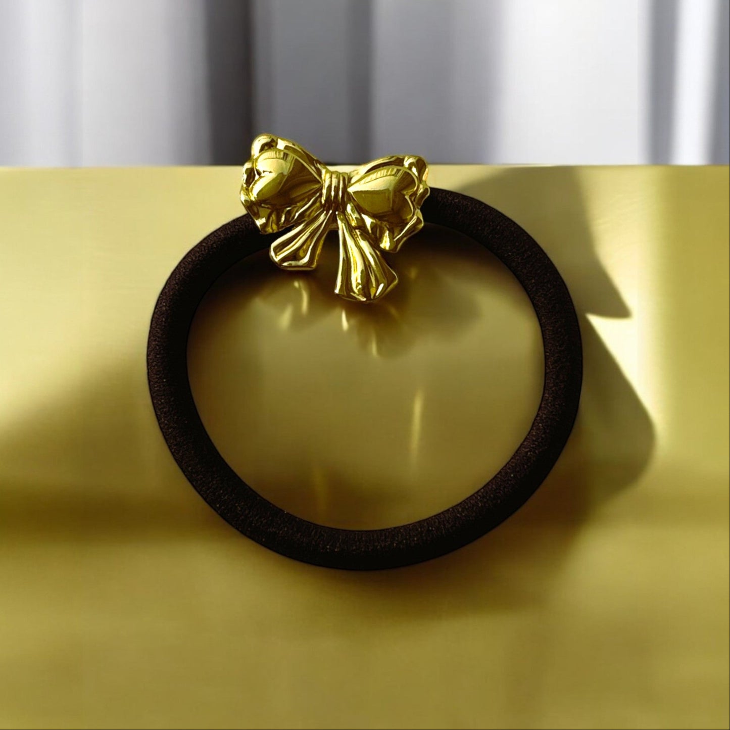 18K Gold Heart Bow Stainless Steel Hair Tie