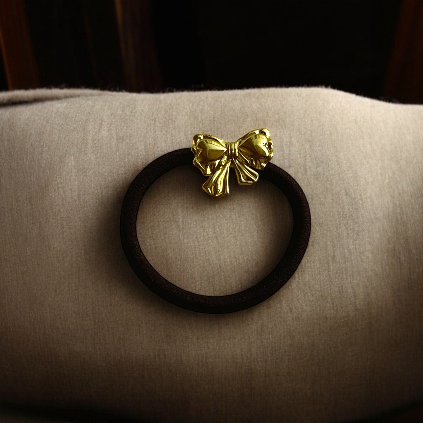 18K Gold Heart Bow Stainless Steel Hair Tie