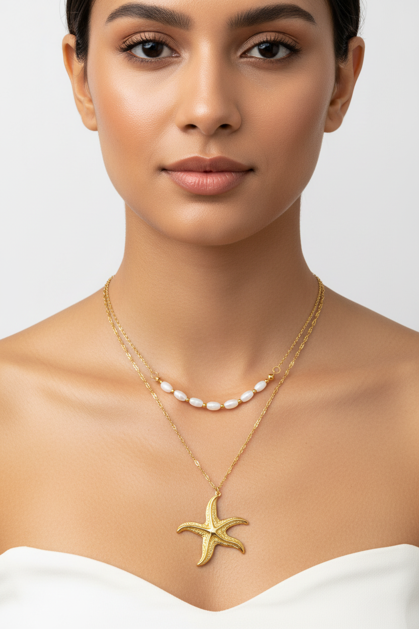 Double Layer Starfish Beach Necklace