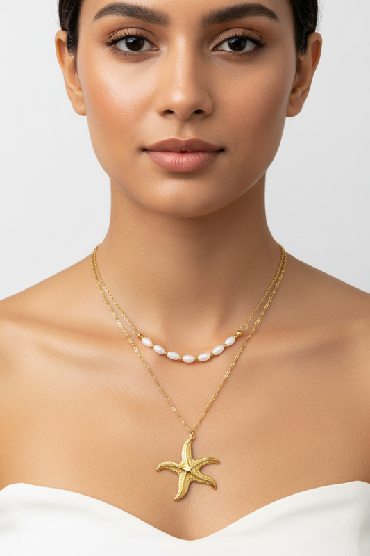 Double Layer Starfish Beach Necklace