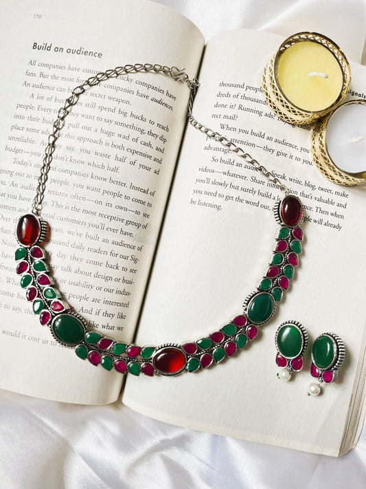 Rajnandini Oxidised Necklace Set