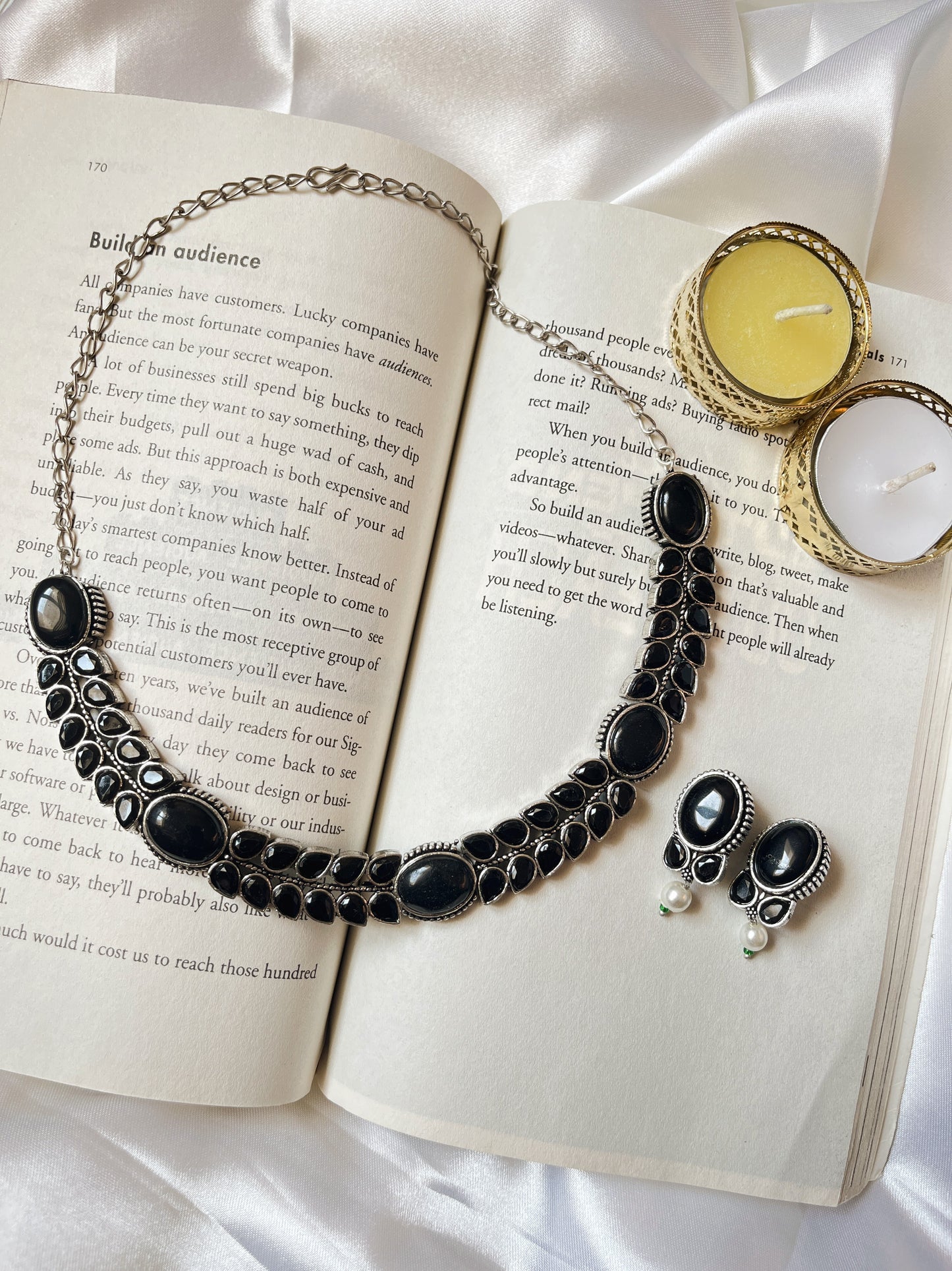 Pallavi Green Oxidised Necklace Set
