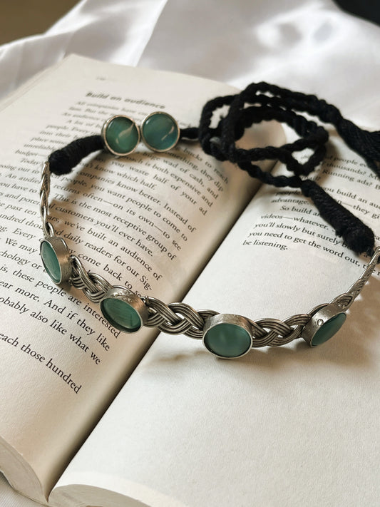 Aarini Cyan Choker Necklace Set