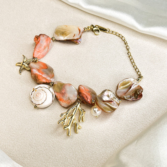 Coral 18K Gold Plated Chain Bracelet