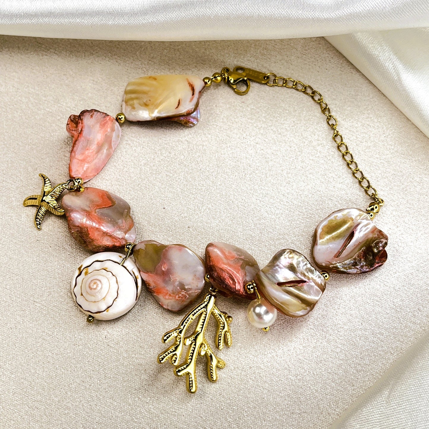 Coral 18K Gold Plated Chain Bracelet