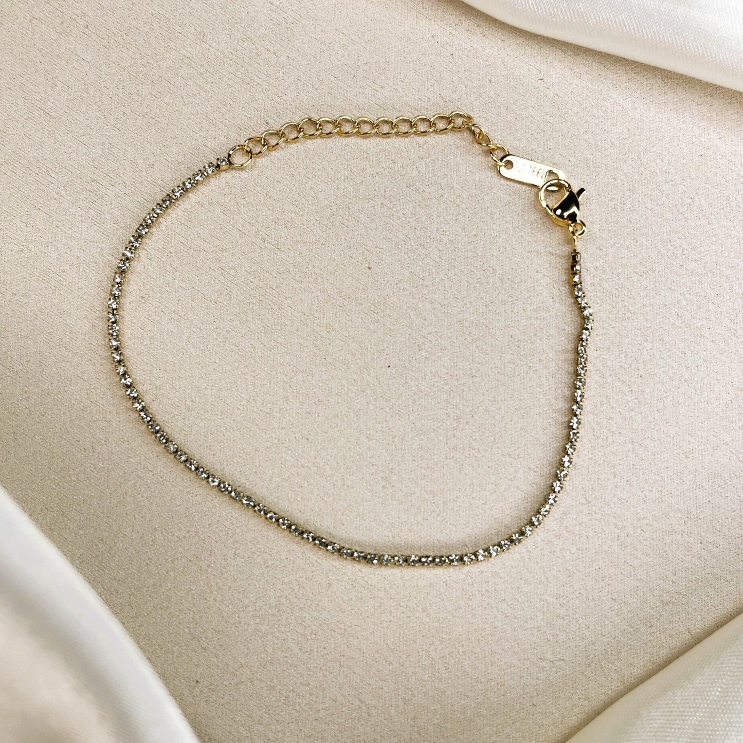 Minimalist Tennis 18K Gold Plated Chain Bracelet-0.0