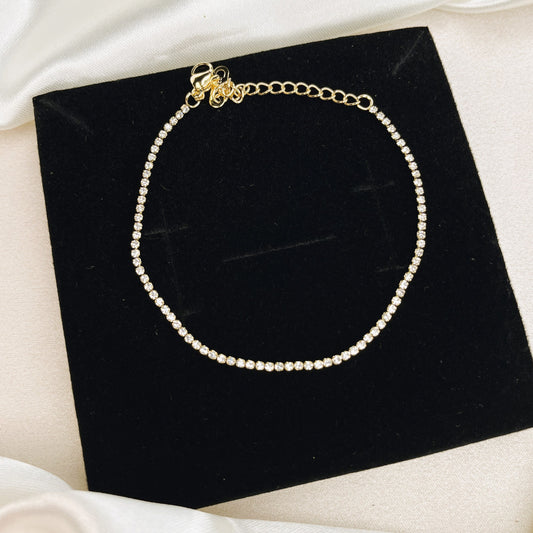 Dainty Tennis 18K Gold Plated Chain Bracelet-0.1