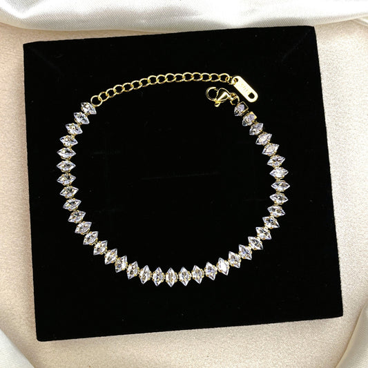 Hexa Tennis 18K Gold Plated Chain Bracelet