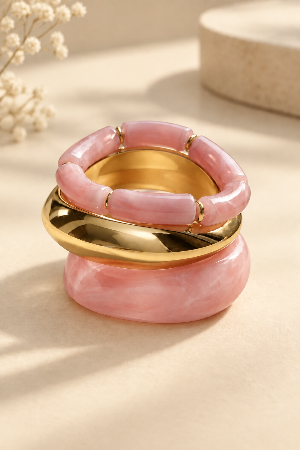 Pink Pop Three Bangles Stack