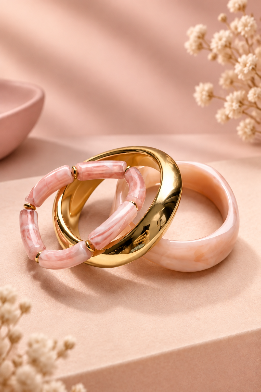 Pink Pop Three Bangles Stack
