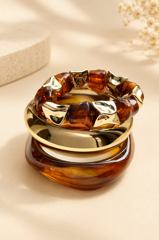 The Bronze Three Bangles Stack