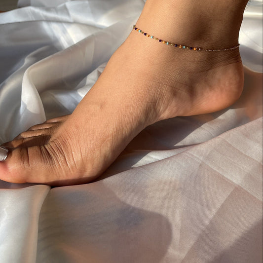Single Layer Sleek Marigold Anklet