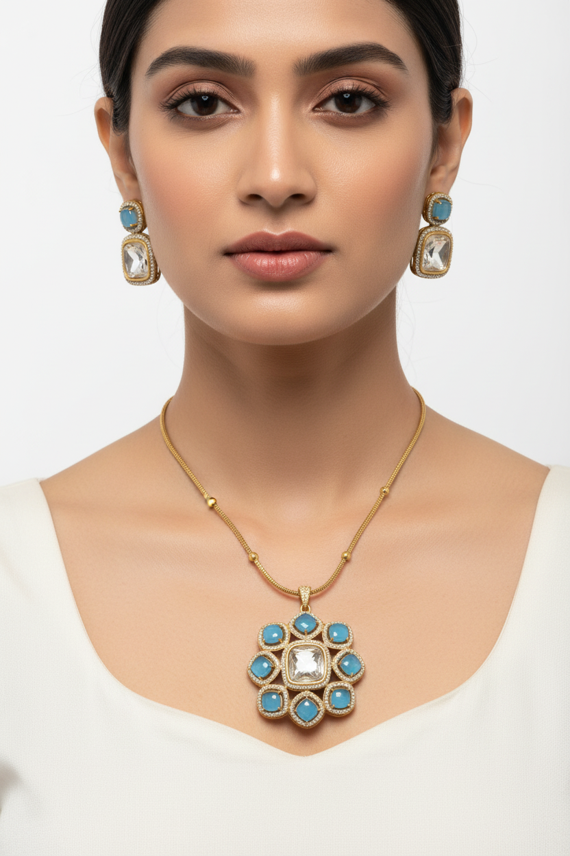 Neelam Necklace Set - Blue