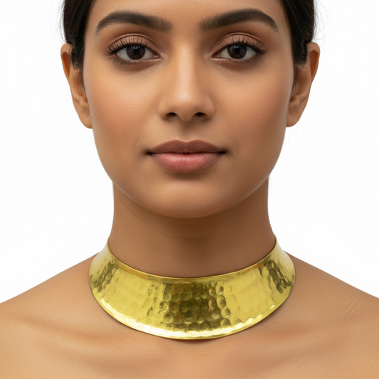 Cleopatra-Inspired Hammered Gold Necklace