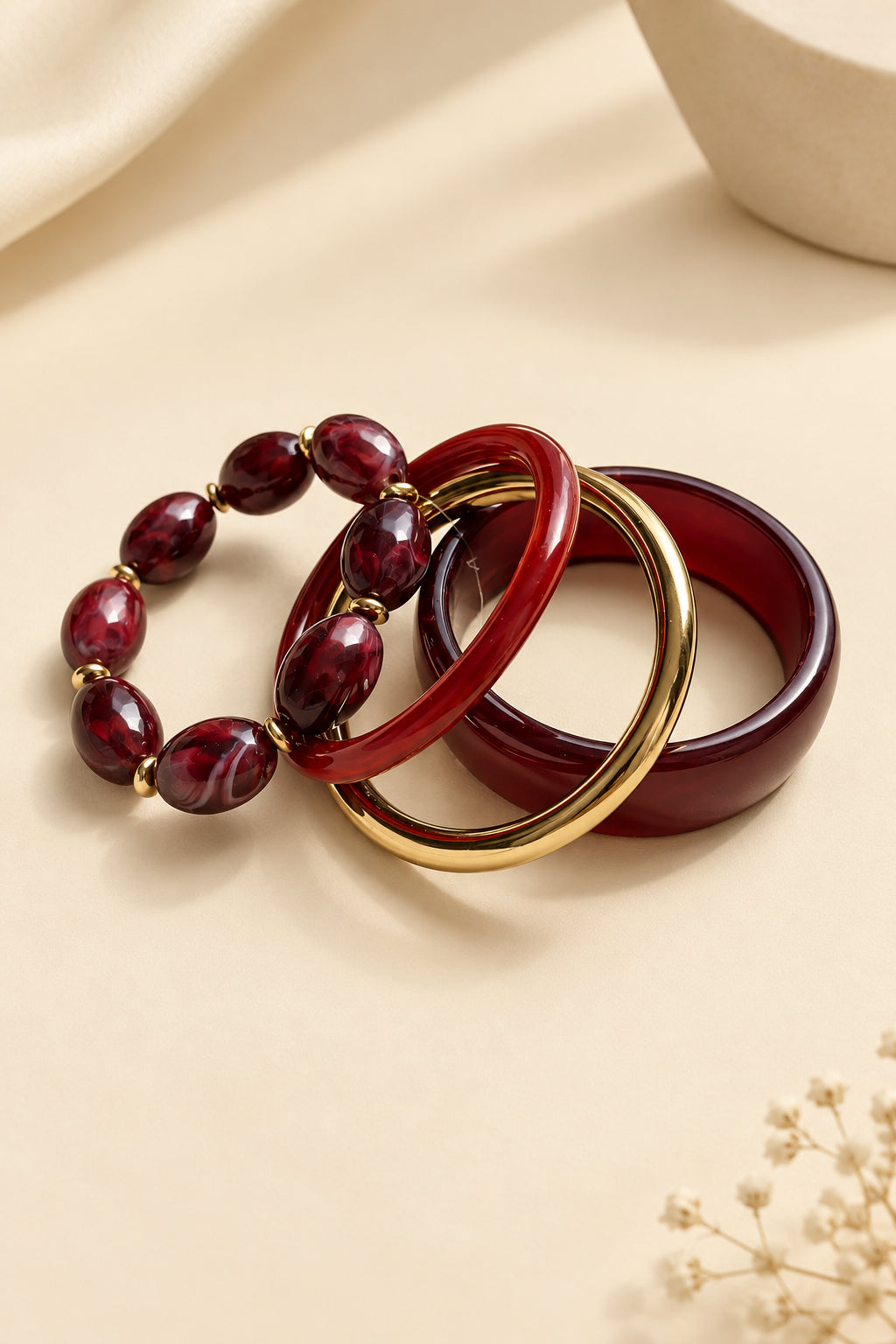 The Cherry Kiss Four Bangles Stack
