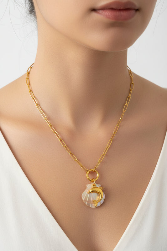 Shell & Dolphin Pendant Necklace