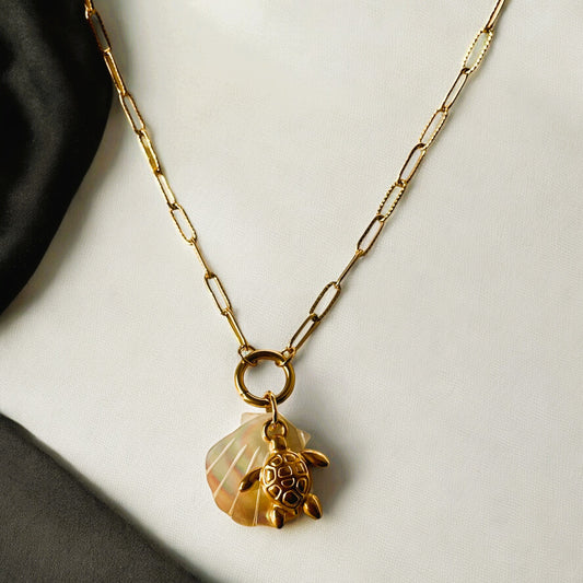 Shell & Tortoise Pendant Necklace