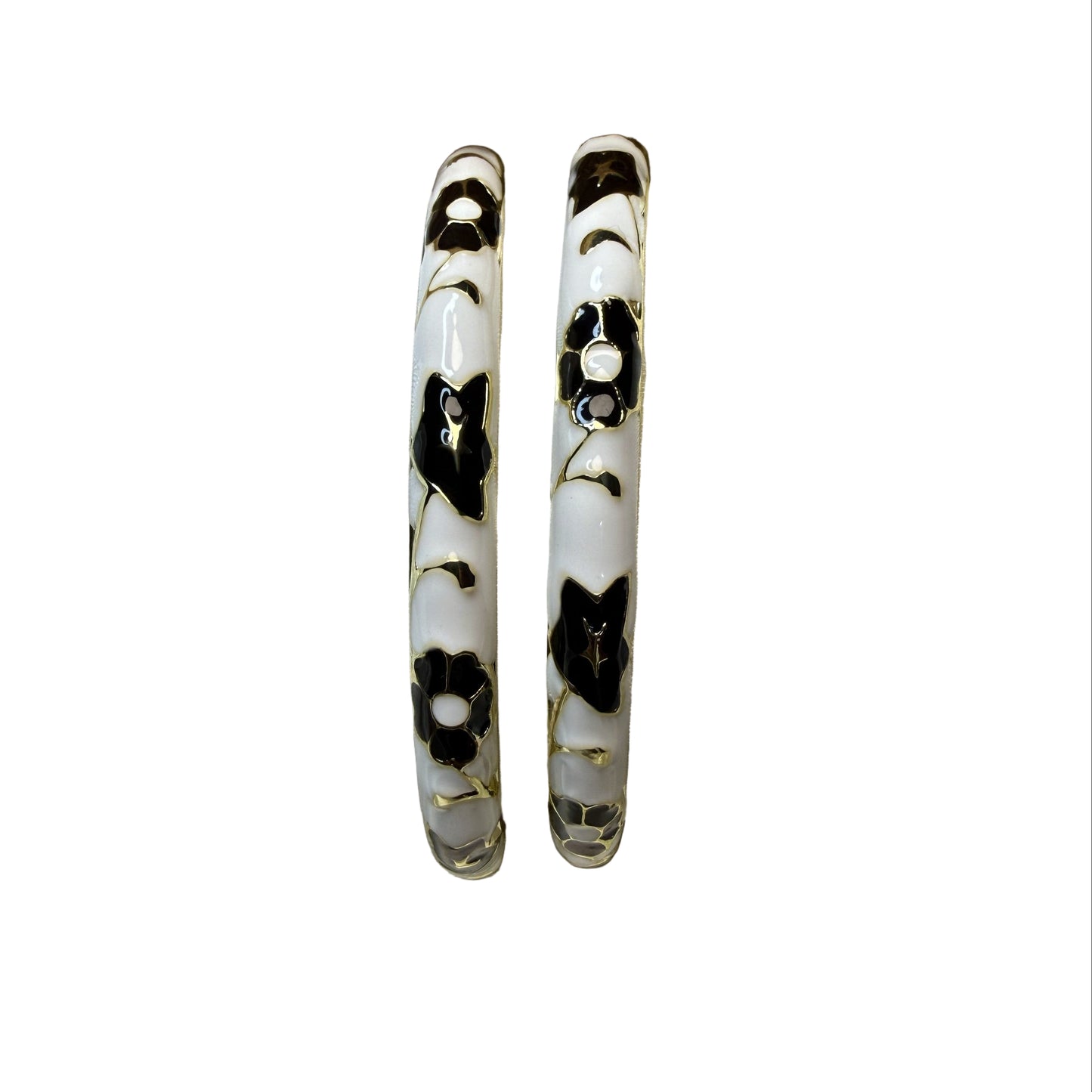 White & Black Sleek Enamel Bangles (Size 2'4 – 2'6)