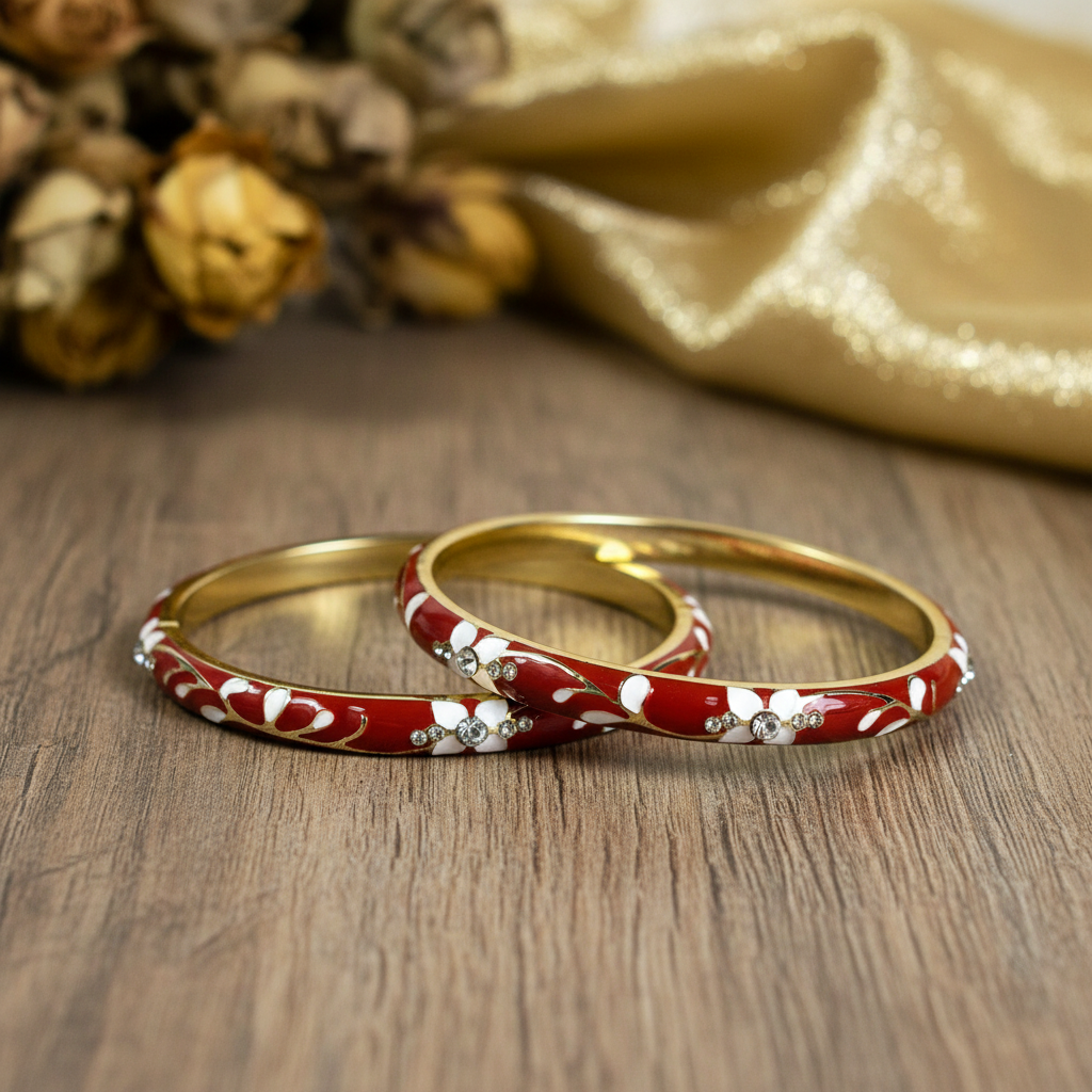 Red Sleek Enamel Bangles