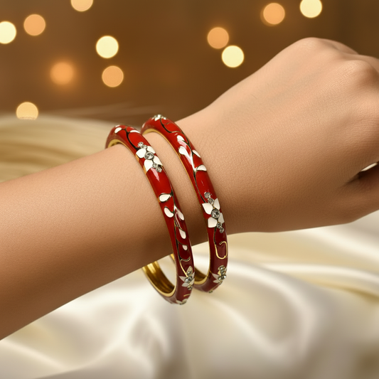 Red Sleek Enamel Bangles