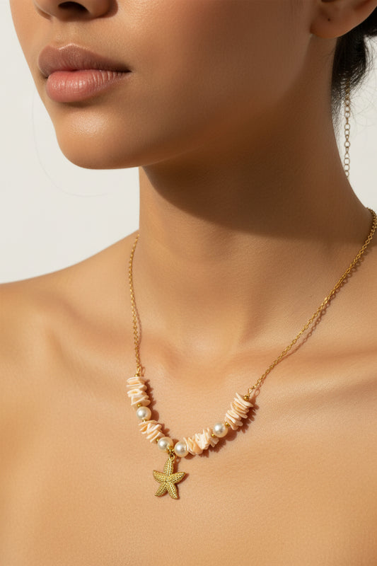 Shell Beads & Star Fish Pendant Necklace