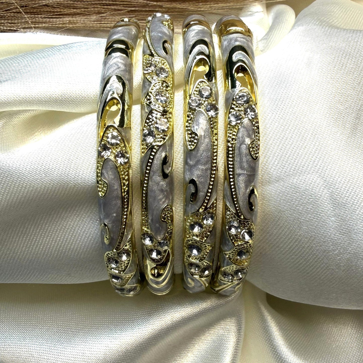 Royal Grey Enamel Sleek Bangles