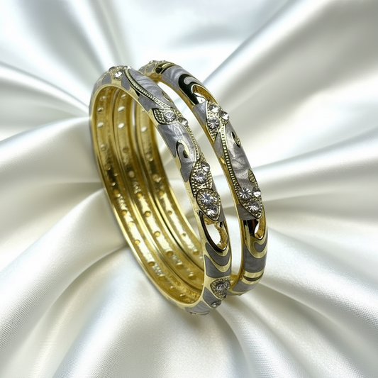Royal Grey Enamel Sleek Bangles