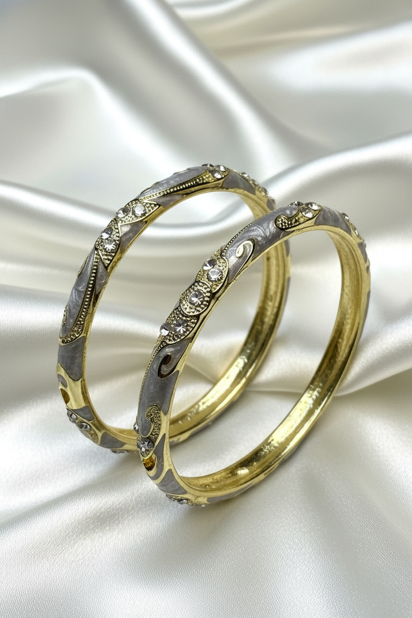 Royal Grey Enamel Sleek Bangles