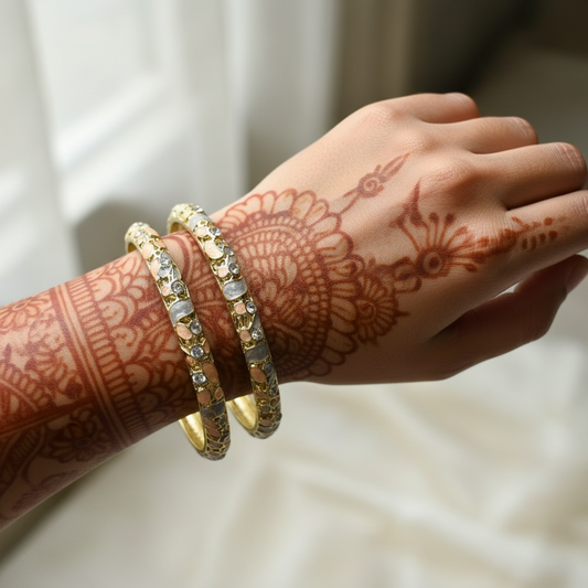 Grey & Peach Enamel Sleek Bangles