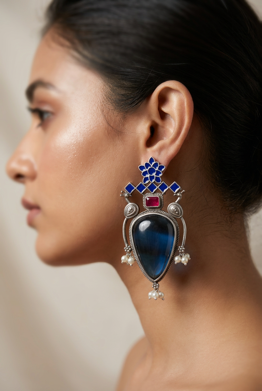 Sundar Sakhi Azure Dream Big Studs Earrings