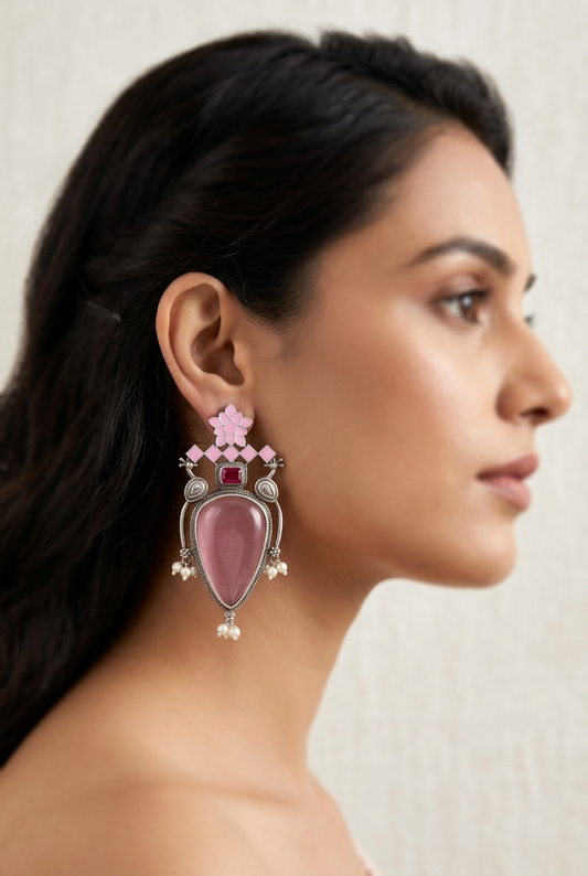 Sundar sakhi Blush Latkan Earrings