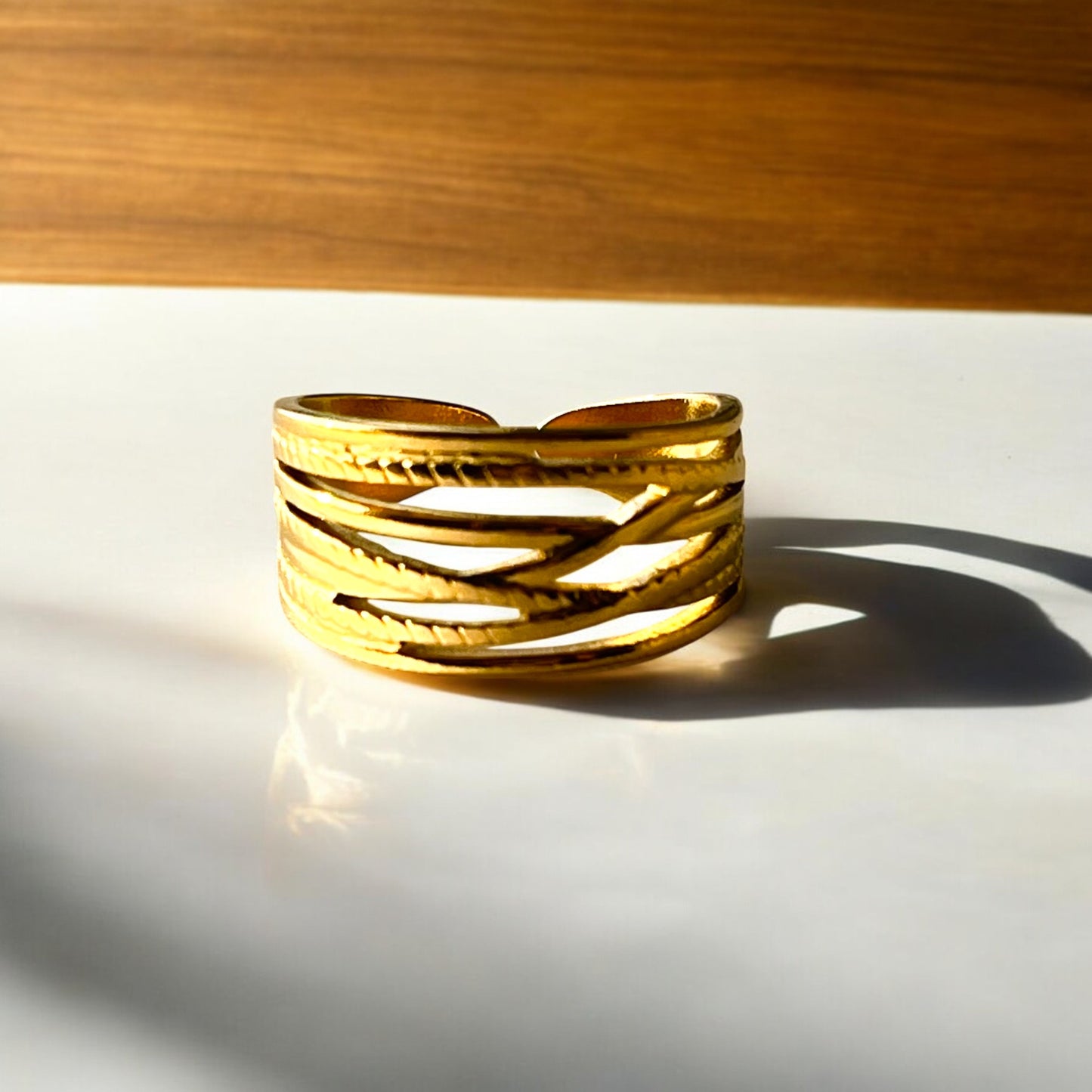 18K Gold Plated Multilayer Band Ring