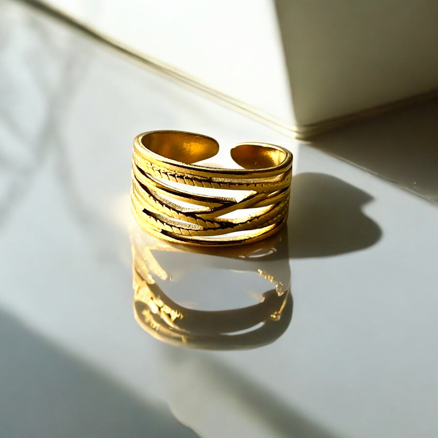 18K Gold Plated Multilayer Band Ring