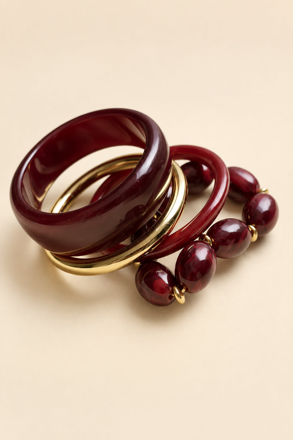 The Cherry Kiss Four Bangles Stack